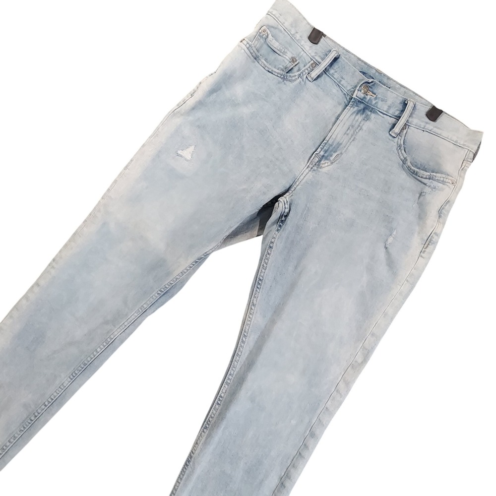 Old Navy Relaxed Slim Jeans Men 34x30 Light Wash Blue Built-In Flex Distressed